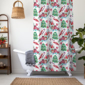 Snoep kerstgnomen douchegordijn