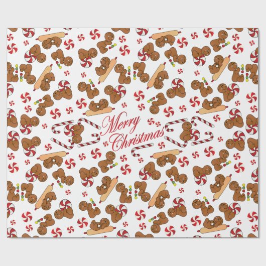 Snoep kerstontbijt cadeaupapier (Vlak)