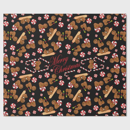 Snoep kerstontbijt cadeaupapier (Vlak)