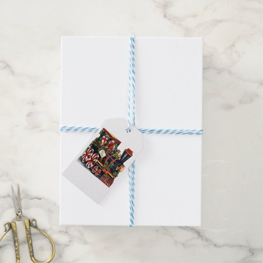 Snoep kersttrein cadeaulabel (Met Touw)