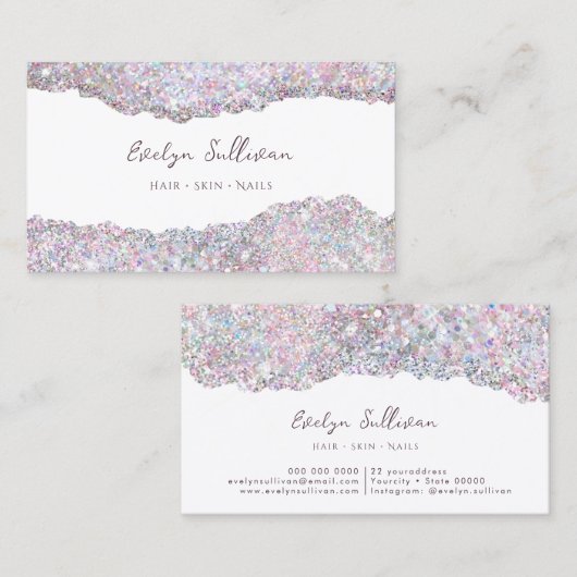 snoep kleuren glitter op wit visitekaartje (Voorkant / Achterkant)