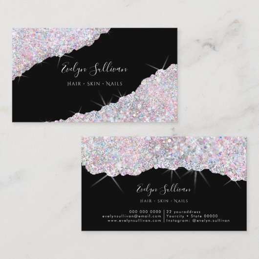 snoep kleuren Glitter Sequin Visitekaartje (Voorkant / Achterkant)