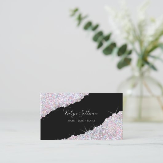 snoep kleuren Glitter Sequin Visitekaartje (Staand voorkant)