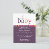 Snoep Kleuren Paarse · Baby shower Uitnodiging (Staand voorkant)