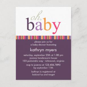 Snoep Kleuren Paarse · Baby shower Uitnodiging Briefkaart