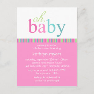 Snoep kleuren roze · Baby shower Uitnodiging Briefkaart