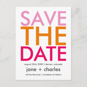Snoep Kleuren Roze & Sinaasappel Save the Date Aankondigingskaart