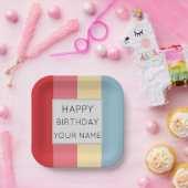 Snoep kleuren verticale strepen papieren bordje (Feest)