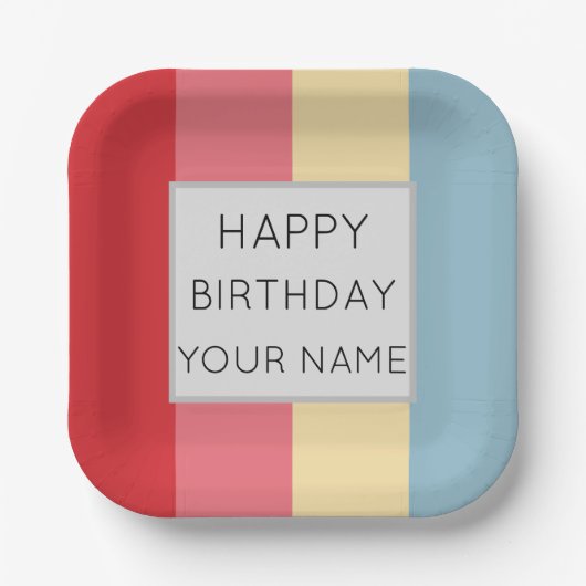 Snoep kleuren verticale strepen papieren bordje (Voorkant)