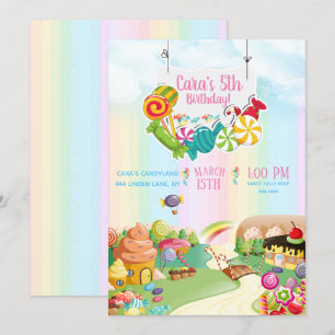 Snoep land Birthday Party Invitation Kaart