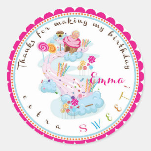 Snoep land Birthday Stickers
