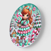 Snoep Land Christmas Girl" - Whimsical Holiday Grote Klok (Hoek)