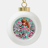 Snoep Land Christmas Girl" - Whimsical Holiday Keramische Bal Ornament (Voorkant)
