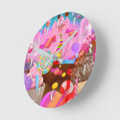 Snoep land Fantasy Sweets Boutique Style Custom Ronde Klok (Hoek)