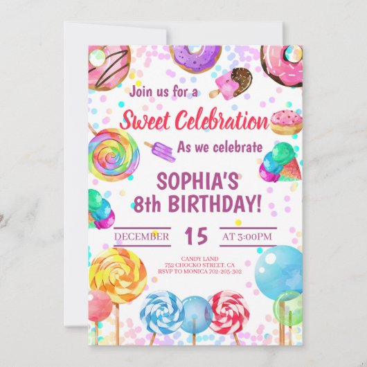 Snoep Land Girl Birthday Sweet Celebration Rainbow Kaart (Voorkant)