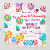 Snoep Land Girl Birthday Sweet Celebration Rainbow Kaart (Voorkant / Achterkant)