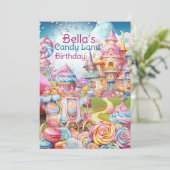 Snoep Land House Verjaardagsuitnodiging Bedankkaart (Staand voorkant)