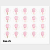 Snoep land Katoen Snoep Roze Birthday Party Invita Ronde Sticker (Vel)