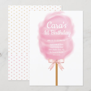 Snoep land Katoen Snoep Roze Verjaardagsfeest Kaart