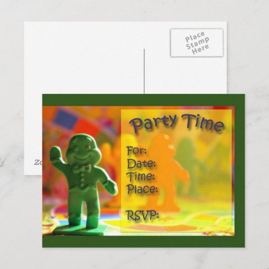 Snoep Land Party Time Invite Uitnodiging Briefkaart (Voorkant / Achterkant)