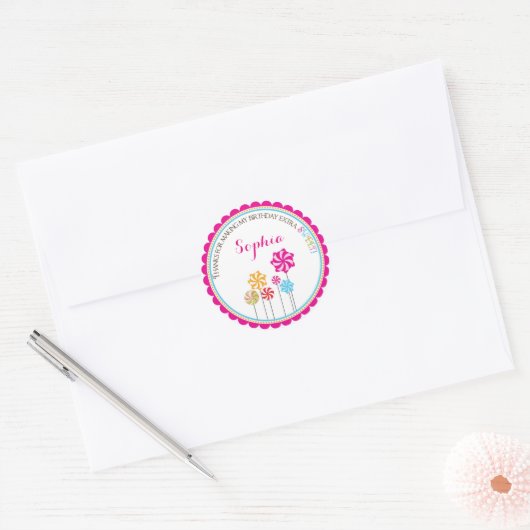 Snoep Land Pinwheel Verjaardag Stickers (Envelop)