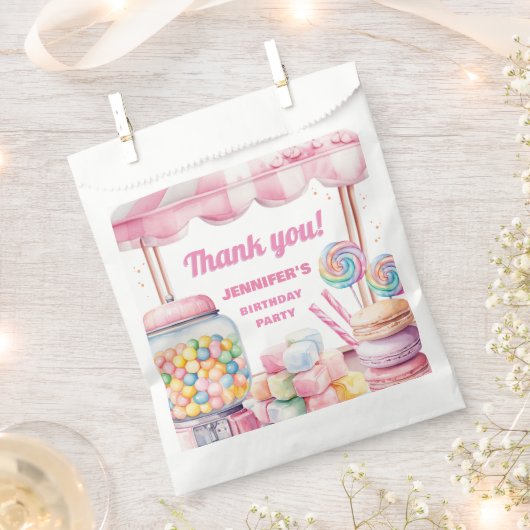 Snoep Land Retro Roze Sweets Meisje Verjaardag Bedankzakje (Geknipt)