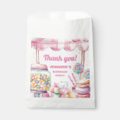 Snoep Land Retro Roze Sweets Meisje Verjaardag Bedankzakje (Voorkant)