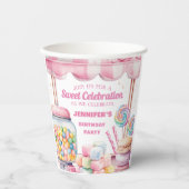 Snoep Land Retro Roze Sweets Meisje Verjaardagsfee Papieren Bekers (Voorkant)