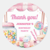 Snoep Land Retro Roze Sweets Meisje Verjaardagsfee Ronde Sticker (Voorkant)