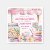 Snoep Land Retro Roze Sweets Meisjes Verjaardagsfe Servet (Voorkant)