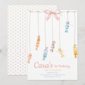 Snoep land Roze eerste uitnodiging (Voorkant / Achterkant)