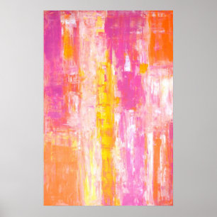 "Snoep land" Roze en Oranje Abstracte kunst Poster