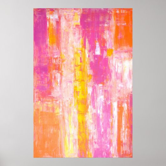 "Snoep land" Roze en Oranje Abstracte kunst Poster (Voorkant)