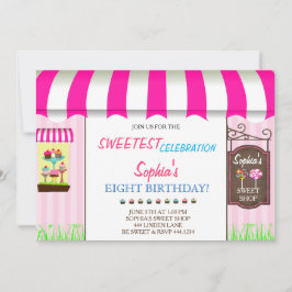Snoep Land Sweet Shop Verjaardagsfeestje Uitnodigi Kaart
