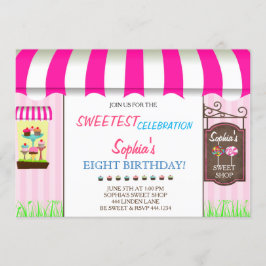 Snoep Land Sweet Shop Verjaardagsfeestje Uitnodigi Kaart