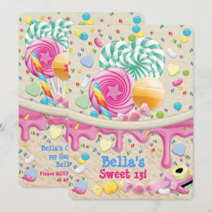 Snoep Land Sweetie Birthday Party Invitation Kaart
