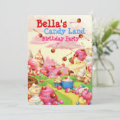 Snoep Land Sweetie Birthday Party Invitation Kaart (Staand voorkant)
