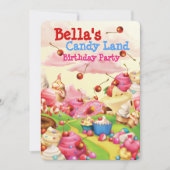 Snoep Land Sweetie Birthday Party Invitation Kaart (Voorkant)