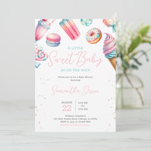 Snoep Land Sweets Baby shower Kaart (Staand voorkant)