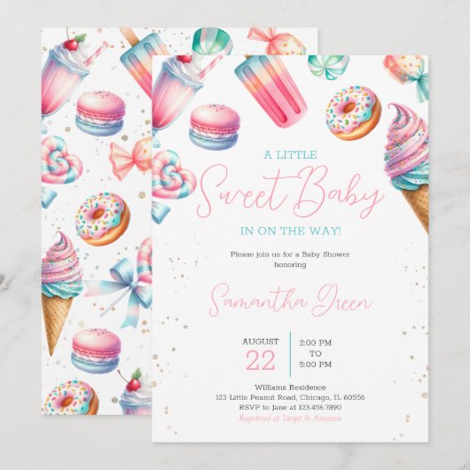 Snoep Land Sweets Baby shower Kaart (Voorkant / Achterkant)