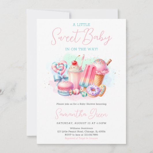 Snoep land Sweets Baby shower Kaart (Voorkant)