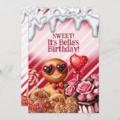 Snoep Land Sweets Heart Party Uitnodigingen (Voorkant / Achterkant)