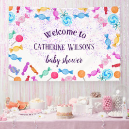 Snoep Land Sweets Lollipop Baby shower Spandoek