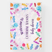 Snoep Land Sweets Lollipop Baby shower Spandoek (Verticaal)