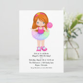 Snoep Land Tutu Girl Birthday Party Kaart (Staand voorkant)