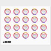 Snoep land verjaardagsfeestje pastel ronde sticker (Vel)
