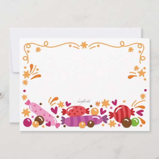 Snoep Land Verjaardagsfeestuitnodiging Kaart (Achterkant)