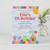 Snoep Land Verjaardagsfeestuitnodiging Kaart (Staand voorkant)