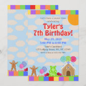 Snoep Land Verjaardagsfeestuitnodiging Kaart (Voorkant / Achterkant)