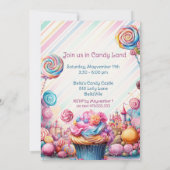 Snoep Land Verjaardagsuitnodiging grillig Kaart (Achterkant)